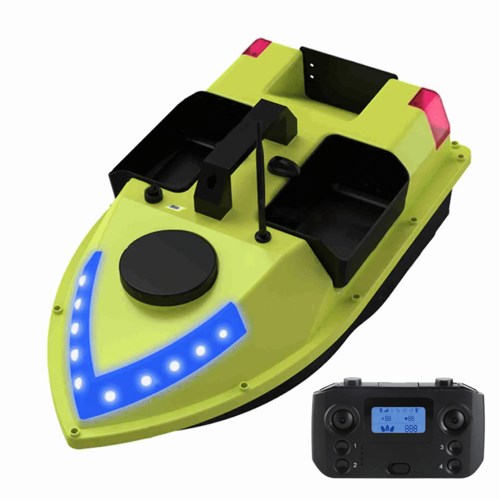 barca de pescuit cu telecomanda cu GPS si 3 compartimente